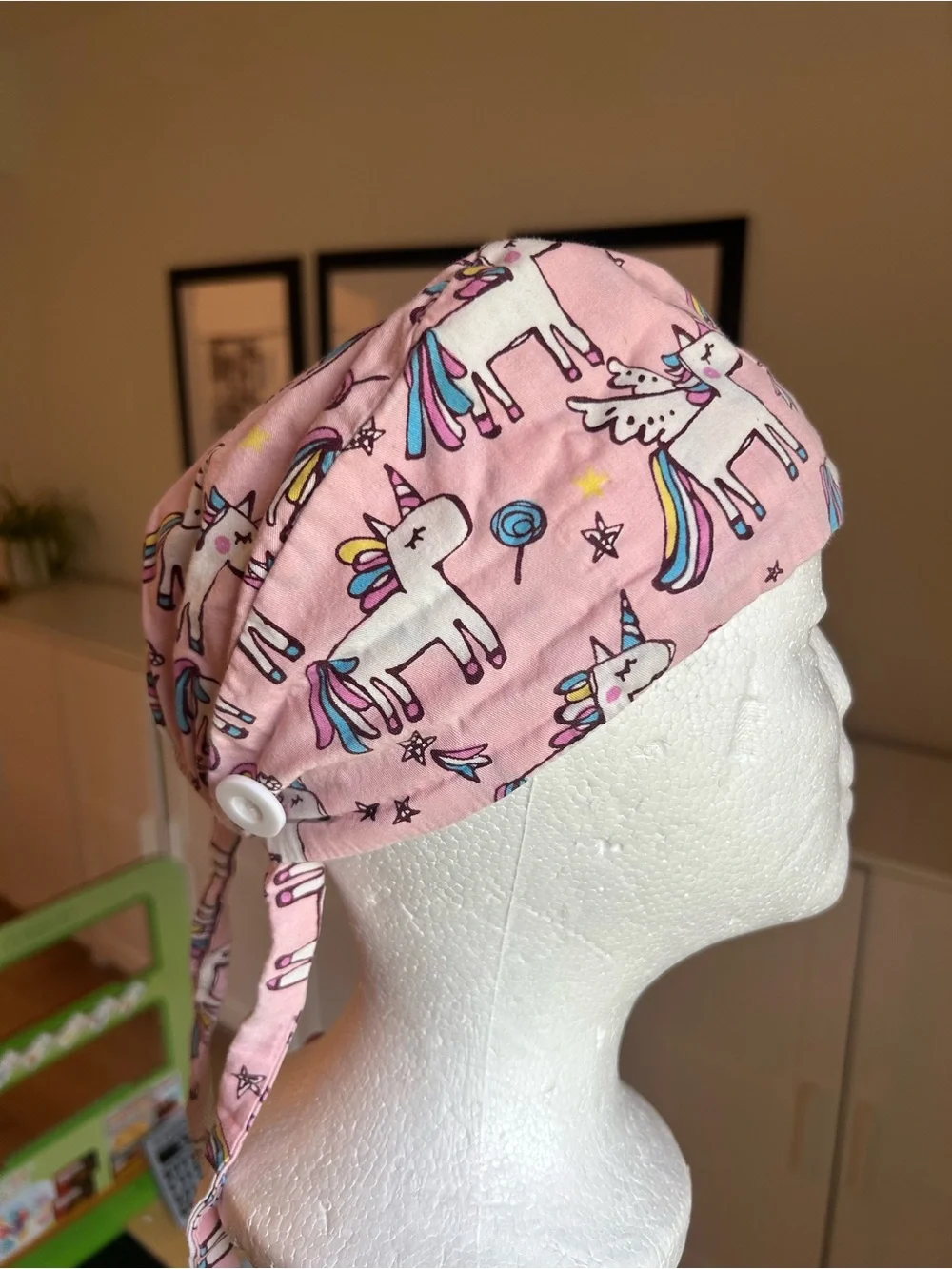 Pink Unicorn Surgical/Medical Cap with Button